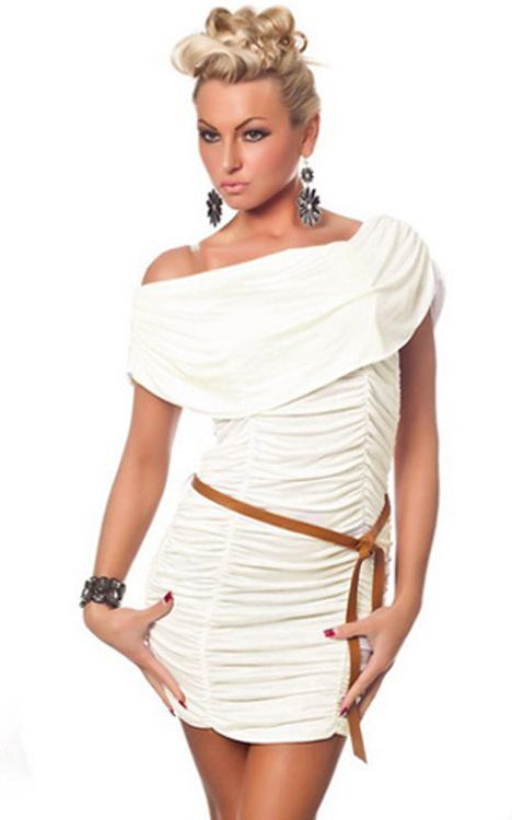 Cap Sleeve Ruched dress white